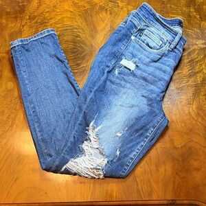Judy Blue - Heavily Distressed Boyfriend Blue Jeans - Size 7/28